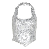 Halter Backless Slim Fit Sequined Vest