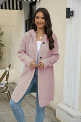 Pull cardigan ample à capuche et col montant pour le bureau, couleur unie