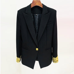 Mittellanger Blazer mit einem Knopf und Heavy Industry Beads