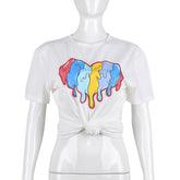 Wear Printed Contrast Color Love Street Hipster Loose T shirt