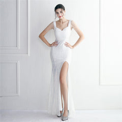 Craft Perlen Positionierung Floral Pailletten Partykleid Cocktail Slim Fit Abendkleid Elegant