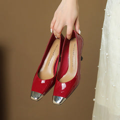 Women's Patent High Metal Square Toe Stiletto