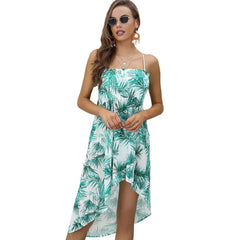 Spaghetti Strap Floral Print off the Shoulder Dress