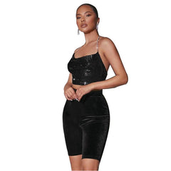 Drill Chain Camisole Backless Strap Sequin