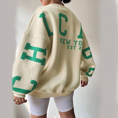 Knitted Letter Graphic Printed Loose Top Casual All Matching Hoodie