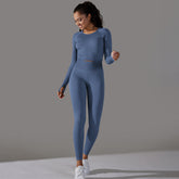 Nahtloser gestrickter einfarbiger Hüftlanger Yoga-Hosenanzug für Sport, Laufen, Fitness