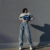 Trendy Mop Pants High Waist Wide Leg Pants Straight Leg Pants Jeans Loose Pants