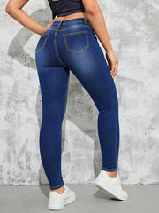 Jean slim taille haute, pantalon crayon slim