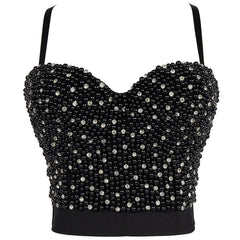 Haut tube en perles à bulles et diamants, soutien-gorge clouté fait à la main, gilet gainant pour le corps, costume de scène tendance