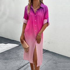 Robe chemise à manches longues et dégradé