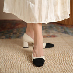 Shallow Mouth Stitching Chunky Commuting Slip-on Heels