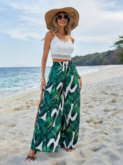 Casual Vacation High Waist Print Wide Leg Pants