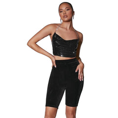 Drill Chain Camisole Backless Strap Sequin