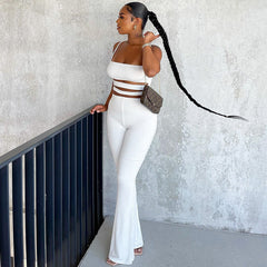 Einfarbige Cut-Out-Sling-Weste mit Hose, lässiger, körperbetonter Anzug