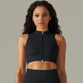 Seamless Knitted Striped Zipper Tight Gathering Vest Top Yoga Bra Running Fitness Sportswear