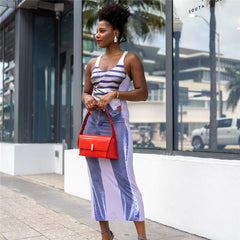 Sleeveless Digital Printed High Waist Slim Fit Maxi Dress