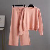 Casual Knitting Work Pant Korean Loose Sweater Wide Leg Pants Pants Two Piece Set