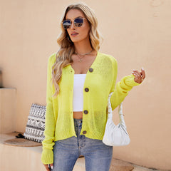 Lässiger dünner Strickmantel mit Raglanärmeln und fluoreszierendem Puder