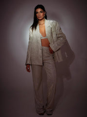 Office Suit Glittering Powder Long Suit Three Piece Suit