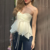 Solid Color Pleated Vacation Tube Top