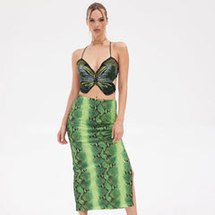 Halter Strap Bare Back Short Butterfly Top