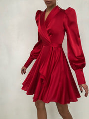 Long Sleeved Cardigan Solid Color Printing Dress