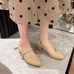 Women's Spring Low-cut Chunky Plus Sizes Heels