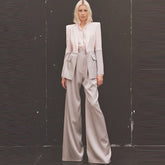 Business-Anzug mit einem Knopf, farblich passender mittellanger Bell-Bottom-Hosenanzug, zweiteiliges Blazer-Anzug-Set