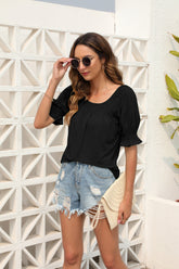 Top Loose Casual Short Sleeve Casual U Neck T Shirt