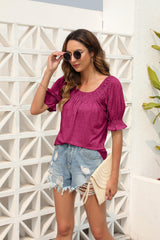 Top Loose Casual Short Sleeve Casual U Neck T Shirt