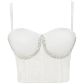 Einbettbarer, atmungsaktiver Slim Fit-BH mit Diamanten, Oberbekleidung mit umwickelter Brust, rückenfreies französisches Unterhemd