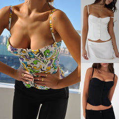 Einfarbiges, ärmelloses, eng anliegendes Camisole-Oberteil