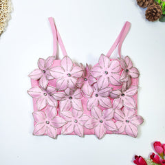 Three Dimensional Floral Diamond Body Shaping Tube Top Outer Wear Boning Corset Top Short Chanel Camisole