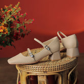 Women's French Style Vintage Mary Jane Chunky