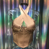 Bandeau Satin Two-Piece Double-Layer Boning Corset Boning Corset Diamond-Embedded Sheath Halter