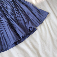 Fresh Solid Color Chiffon Skirt Korean High Waist Slimming Pleated Anti Exposure Skirt