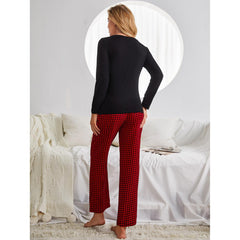 Pyjama de Noël à carreaux Love, ensemble de vêtements d'intérieur à manches longues