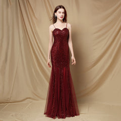 Kleid Braut Langes Sling Dinner Slim Fit Fischschwanzkleid