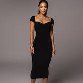 Ausschnittfreies geripptes Maxikleid