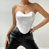 Lace-up Solid Color Chest-Wrapped Street Backless Boning Corset Boning Corset Waist-Tied Vest