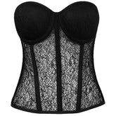 Court Outer Wear Inner Wear Slim Fit Hollow Out Cutout Chest Wrap Boning Corset Boning Corset Bra Top Mesh Camisole Vest