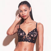 Soutien-gorge brodé, décolleté en V profond, plongeant, anneau en acier, push-up, accessoire poitrine, push-up, fil ultra-fin, Fleur