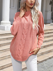 Pull col rond simple et avancé à motif chanvre de couleur unie