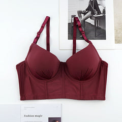 Soutien-gorge push-up fin bonnet C avec anneau en acier, maintien de la poitrine, haut tube anti-exposition