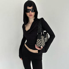 Elegant Agent Hooded Long T shirt