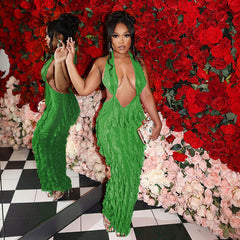 Cutout Out Halter Hip Dress Slim Fit Backless Party Dress