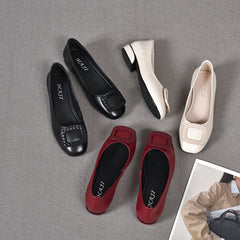 Women's Pumps Summer Square Head Low-cut Slip-on