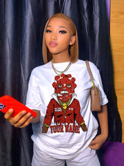 Top Loose Top Cartoon Printed T shirt round Neck Short Sleeve T shirt