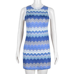 Pattern Print round Neck Contrast Color Dress