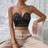 Nightclubs Street Sequ Deep V Plunge Niche Tube Top